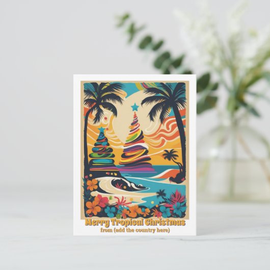 Tropische kerst kleurrijke groet briefkaart (Staand voorkant)