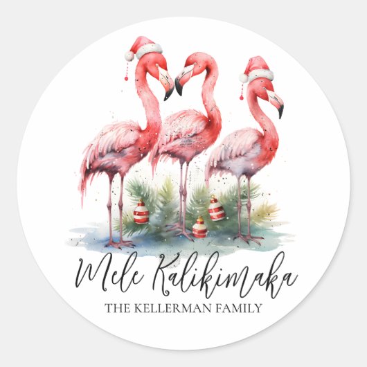 Tropische Kerst Mele Kalikimaka Ronde Sticker (Voorkant)