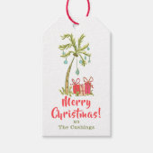 Tropische Kerst met Palm Tree Cadeaus Coastal Cadeaulabel (Voorkant)