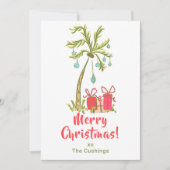 Tropische Kerst met Palm Tree Cadeaus Coastal Feestdagenkaart (Voorkant)