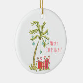 Tropische Kerst met Palm Tree Cadeaus Coastal Keramisch Ornament (Rechts)