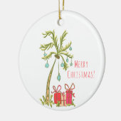 Tropische Kerst met Palm Tree Cadeaus Coastal Keramisch Ornament (Links)