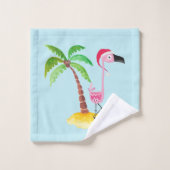 Tropische kerst met roze flamingo bad handdoek (Wasdoekje)