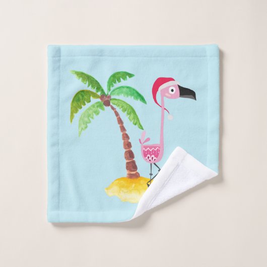 Tropische kerst met roze flamingo bad handdoek (Wasdoekje)
