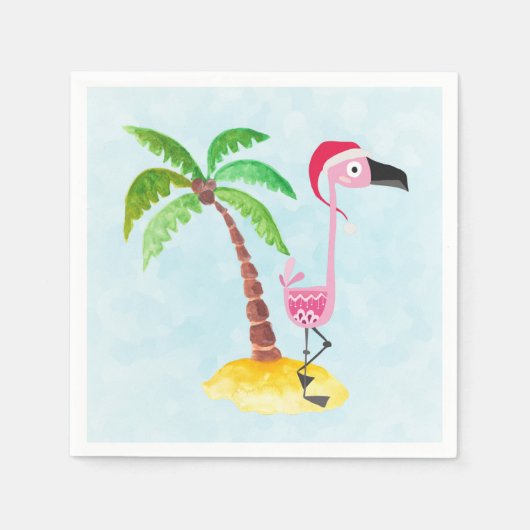 Tropische kerst met roze flamingo servet (Voorkant)