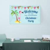 Tropische kerst met roze flamingo spandoek (Beurs)