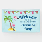 Tropische kerst met roze flamingo spandoek (Horizontaal)