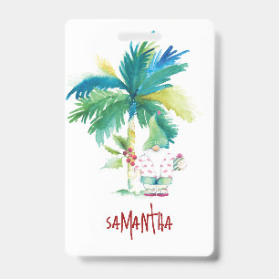 Tropische Kerst Naamkaartjes Strand Badge