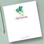 Tropische Kerst Notitieblokken Palmboom<br><div class="desc">Deze notitieblokken hebben een waterverf palmboom met de kerstman op het strand. Gebruik de sjabloon velden om uw gepersonaliseerde tekst toe te voegen. Een unieke keuze voor het vakantieseizoen. Bestellen kleine hoeveelheden of kerst notitieblokken in bulk. Om meer design zoals deze te zien, surf naar www.zazzle.com/dotellabelle Waterverf kunst en design...</div>