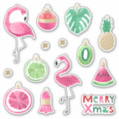 Tropische Kerst Ornamenten Sticker Set (Voorkant)