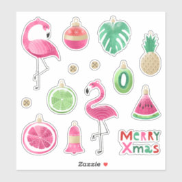 Tropische Kerst Ornamenten Sticker Set