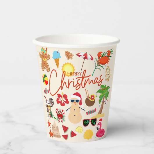 Tropische kerst papieren bekers (Voorkant)