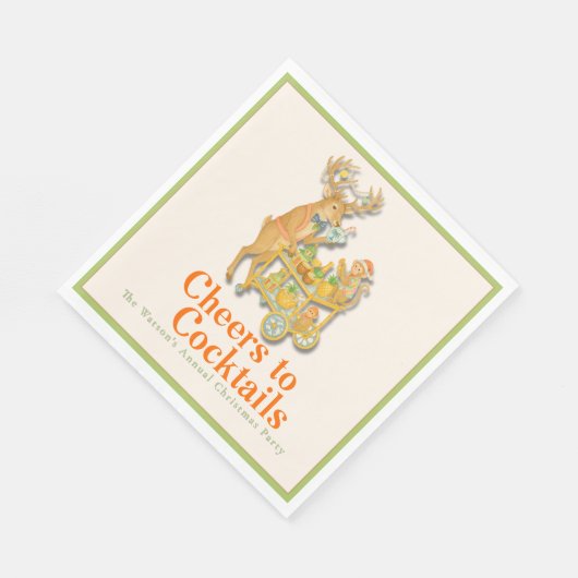 Tropische kerst proost op cocktails servet (Hoek)