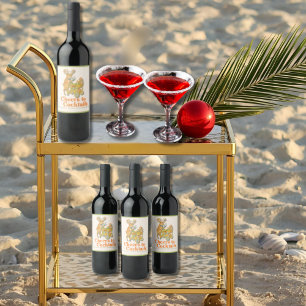 Tropische kerst proost op cocktails wijn etiket