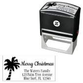 Tropische kerst retour adres stempel palmboom (In situ)