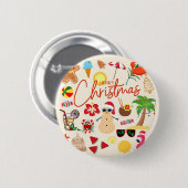 Tropische kerst ronde button 5,7 cm (Voorkant /achterkant)