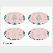Tropische Kerst Roze Flamingo Santa Hat Baubles Ovale Sticker (Vel)