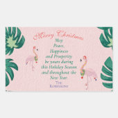 Tropische Kerst Roze Flamingo Santa Hat Baubles Rechthoekige Sticker (Voorkant)