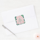 Tropische Kerst Roze Flamingo Santa Hat Baubles Vierkante Sticker (Envelop)