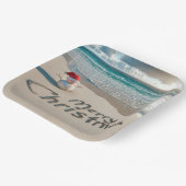 Tropische kerst sneeuwpop op een strand papieren bordje (Gebogen)