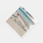 Tropische kerst sneeuwpop op een strand servet (Hoek)