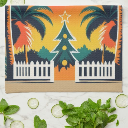 Tropische kerst theedoek (Gevouwen)