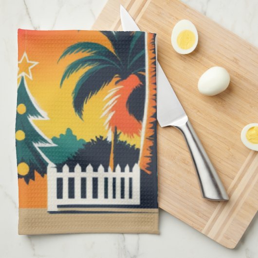 Tropische kerst theedoek (Quarter Fold)