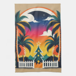 Tropische kerst theedoek