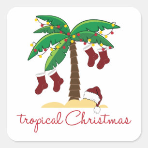 Tropische kerst vierkante sticker