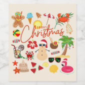 Tropische kerst wijn etiket (Enkel label)