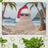 Tropische Kerst Zand Man Theedoek (Gevouwen)