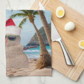 Tropische Kerst Zand Man Theedoek (Quarter Fold)