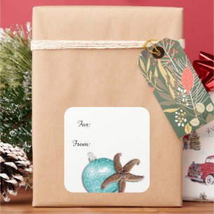 Tropische Kerst Zeester Cadeau Stickers