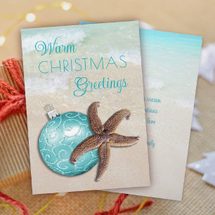 Tropische Kerst Zeester Ornament Strand Feestdagen Kaart