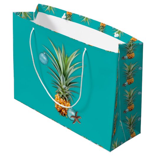 Tropische kerstanananas grote cadeautas (Achterkant Gekanteld)