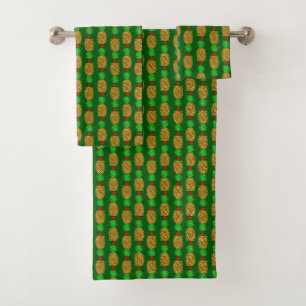 Tropische kerstanananas Warm Xmas Holiday Gre Bad Handdoek