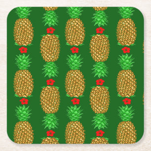Tropische kerstanananas Warm Xmas Holiday Gre Kartonnen Onderzetters