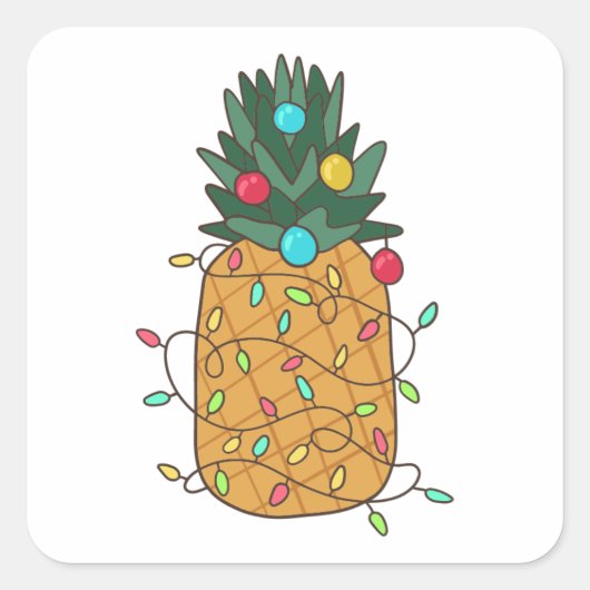 tropische kerstananas vierkante sticker (Voorkant)