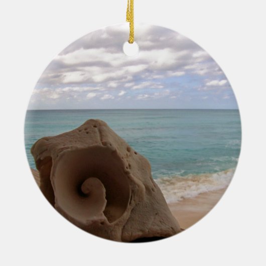 Tropische kerstbalknaap keramisch ornament (Achterkant)