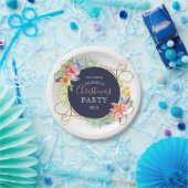 Tropische kerstbloemen en goudzirige Lijsten Papieren Bordje (Feest)