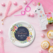 Tropische kerstbloemen en goudzirige Lijsten Papieren Bordje (Feest)