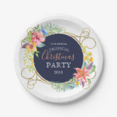 Tropische kerstbloemen en goudzirige Lijsten Papieren Bordje (Voorkant)