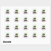 Tropische kerstboom adres ronde sticker (Vel)