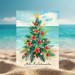 Tropische Kerstboom bij de Zee Feestdagenkaart