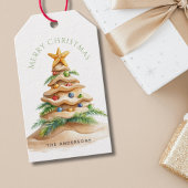 Tropische kerstboom cadeaulabel