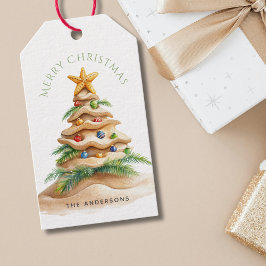 Tropische kerstboom cadeaulabel