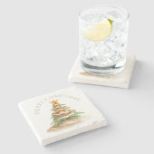 Tropische kerstboom gepersonaliseerd stenen onderzetter (Zijkant)