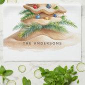 Tropische kerstboom gepersonaliseerd theedoek (Gevouwen)