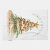 Tropische kerstboom gepersonaliseerd theedoek (Horizontaal)