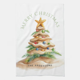 Tropische kerstboom gepersonaliseerd theedoek